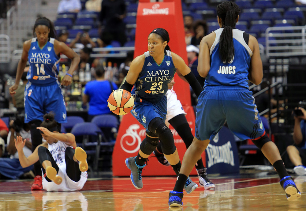 August 16 2015:  Minnesota Lynx forward Maya Moore (23) during a WNBA game against the Washington Mystics at Verizon Center, in Washington D.C.
Mystics won 77-69.