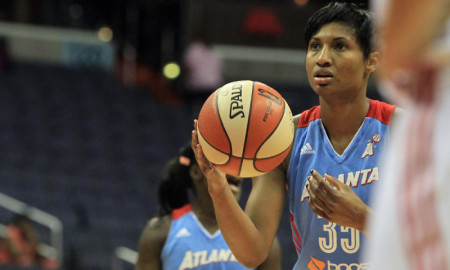 June 12 2015: Angel McCoughtry (35) at the free throw line of the Atlanta Dream during a WNBA game against the Washington Mystics at Verizon Center, in Washington D.C.
Dream won 64-61
