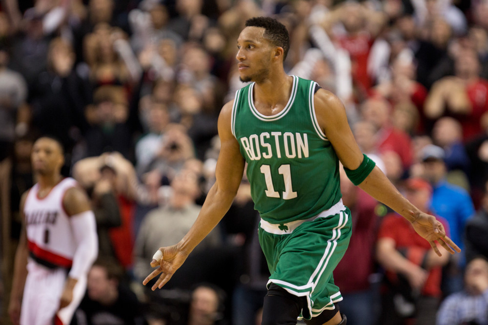 Jan. 22, 2015 - EVAN TURNER (11) celebrates his game-winning three-pointer right at the end of regulation play. The Portland Trail Blazers play the Boston Celtics at the Moda Center on January 22, 2015
