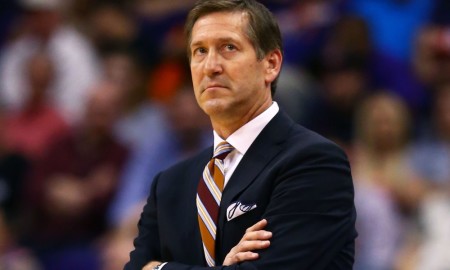 Phoenix Suns head coach Jeff Hornacek stands on the sidelines.