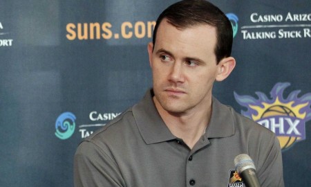 Phoenix Suns general manager Ryan McDonough at a press conference.