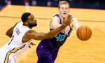 January 15, 2016: Charlotte Hornets center Cody Zeller (40) passes the ball during the NBA game between the Charlotte Hornets and the New Orleans Pelicans at the Smoothie King Center in New Orleans, LA. (Photograph by Stephen Lew/Icon Sportswire)