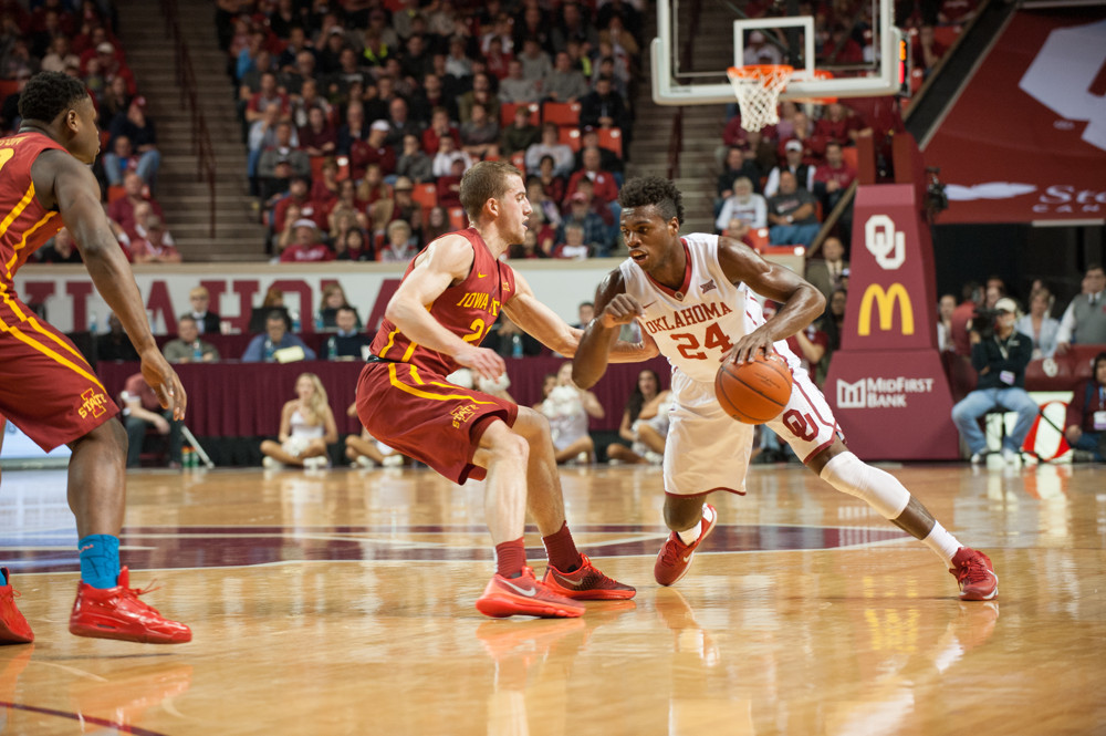 January 2, 2016: (24) Oklahoma University Buddy Heild driving to the basket versus Iowa State at Lloyd Noble Center Norman, Oklahoma. (Photo by Torrey Purvey/Icon Sportswire)