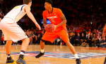 20 NOV 2014:  Syracuse Orange forward Chris McCullough (5) during the game between the Syracuse Orange and the California Golden Bears in the 2K Sports Classic benifiting the Wounded Warrior project played at Madison Square Garden in New York City,NY. Thee California Golden Bears defeated the Syracuse Orange 73-59.