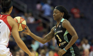 September 20 2015: New York Liberty guard Erica Wheeler (3) during a WNBA playoff game against the Washington Mystics at Verizon Center, in Washington D.C. Liberty won 86-68