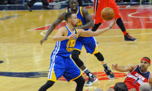 03 February 2016: Golden State Warriors guard Stephen Curry (30) retrieves a loose ball from Washington Wizards forward Jared Dudley (1) at the Verizon Center in Washington, D.C. where the Golden State Warriors defeated the Washington Wizards, 134-121. (Photograph by Icon Sportswire)
