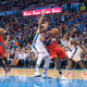 February 1, 2016 Washington Wizards Guard John Wall (2) driving to the basket while Oklahoma City Thunder Enez Canter plays defense at the Chesapeake Energy Arena in Oklahoma City, Oklahoma (Torrey Purvey/Icon Sportswire)