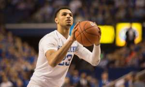 February 23, 2016: Kentucky Wildcats guard Jamal Murray (23) shoots a free throw during the 1st half of the NCAA basketball game between the Alabama Crimson Tide and the Kentucky Wildcats at Rupp Arena in Lexington, KY. Kentucky defeated Alabama. (Photo by David Blair/Icon Sportswire)