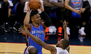 February 25, 2016: Oklahoma City Thunder guard Russell Westbrook (0) drives to the basket during the NBA game between the Oklahoma City Thunder and the New Orleans Pelicans at the Smoothie King Center in New Orleans, LA. (Photograph by Stephen Lew/Icon Sportswire)