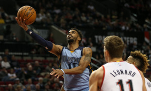 Jan. 4, 2016 - MIKE CONLEY (11) drives to the hoop. The Portland Trail Blazers hosted the Memphis Grizzlies at the Moda Center in Portland, OR, on Janurary 4th 2016. (Photo by David Blair/Zuma Press/Icon Sportswire)