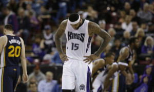 Sacramento Kings center DeMarcus Cousins walks down court during the second half of an NBA basketball game against the Utah Jazz, Sunday, March 13, 2016, in Sacramento, Calif. The Jazz won 108-99. (AP Photo/Rich Pedroncelli)