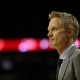 Feb. 19, 2016 - STEVE KERR looks on before the game. The Portland Trail Blazers hosted the Golden State Warriors at the Moda Center on February 19, 2016. (Photo by David Blair/Zuma Press/Icon Sportswire)