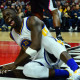 Feb. 20, 2016 - Los Angeles, California, U.S. - Golden State Warriors forward Draymond Green goes down hard against Los Angeles Clippers in the second half during an NBA basketball game in Los Angeles, Calif., on Saturday, Feb. 20, 2016. Golden State Warriors won 115-112. . (Photo by Keith Birmingham/Zuma Press/Icon Sportswire)