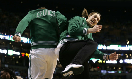 Boston Celtics center Kelly Olynyk before the first quarter of an NBA basketball game in Boston, Wednesday, March 23, 2016. (AP Photo/Charles Krupa)