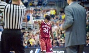 March 26, 2016 - Anaheim, CA, USA - Oklahoma guard Buddy Hield walks off the court with seconds left in the NCAA West Regional Championship game at the Honda Center in Anaheim. The Sooners beat Oregon to advance to the Final Four. (Photo by Paul Rodriguez/Zuma Press/Icon Sportswire)