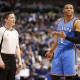 Feb. 24, 2016 - Dallas, TX, USA - The Oklahoma City Thunder's Russell Westbrook (0) gestures after a foul in action against the Dallas Mavericks during the first half on Wednesday, Feb. 24, 2016, at the American Airlines Center in Dallas (Photo by Jim Cowsert/Zuma Press/Icon Sportswire)