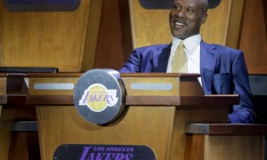 Los Angeles Lakers coach Byron Scott smiles as the studio begins to fill before the NBA basketball draft lottery, Tuesday, May 19, 2015, in New York. (AP Photo/Julie Jacobson)