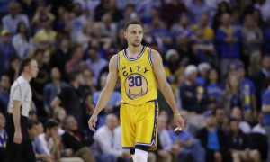 Golden State Warriors' Stephen Curry (30) during an NBA basketball game against the Minnesota Timberwolves Tuesday, April 5, 2016, in Oakland, Calif. Minnesota won 124-117 in overtime. (AP Photo/Marcio Jose Sanchez)